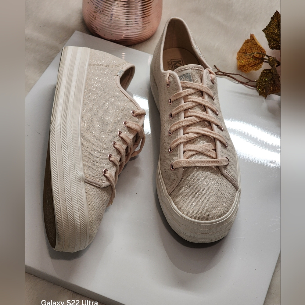 Keds Women's Glittery Beige Sneakers